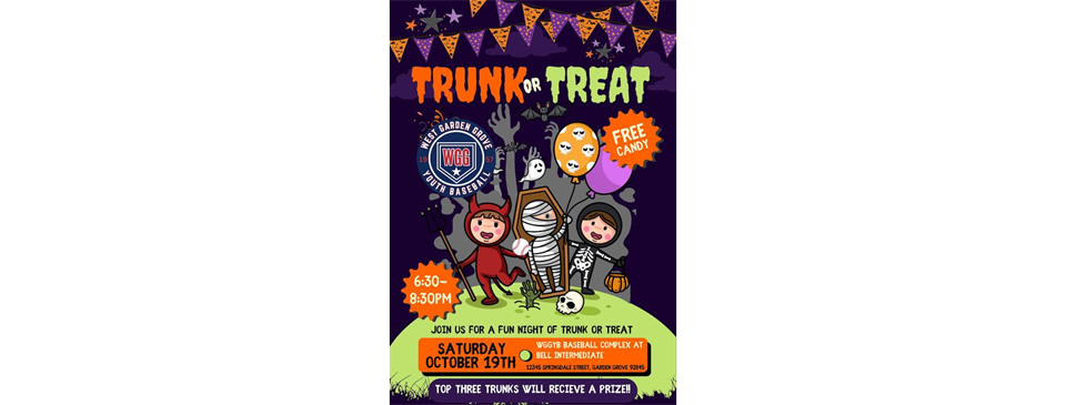 2nd Annual Halloween Trunk or Treat SAT. OCT 19TH!!